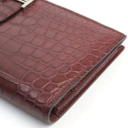 HERMES Bearn Soufflet Burgundy Wallet Size ONE SIZE