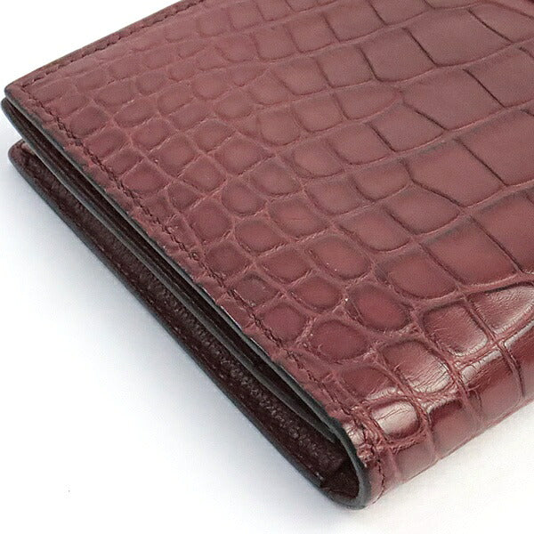 HERMES Bearn Soufflet Burgundy Wallet Size ONE SIZE