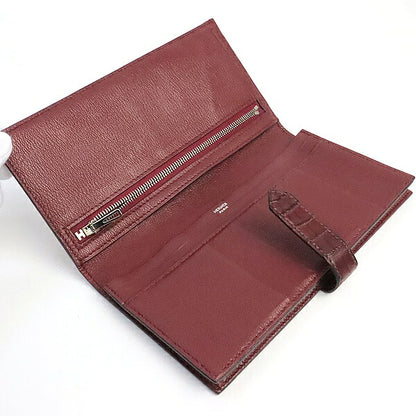 HERMES Bearn Soufflet Burgundy Wallet Size ONE SIZE