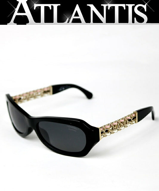 CHANEL Rectangle Shape Black Sunglasses Size ONE SIZE