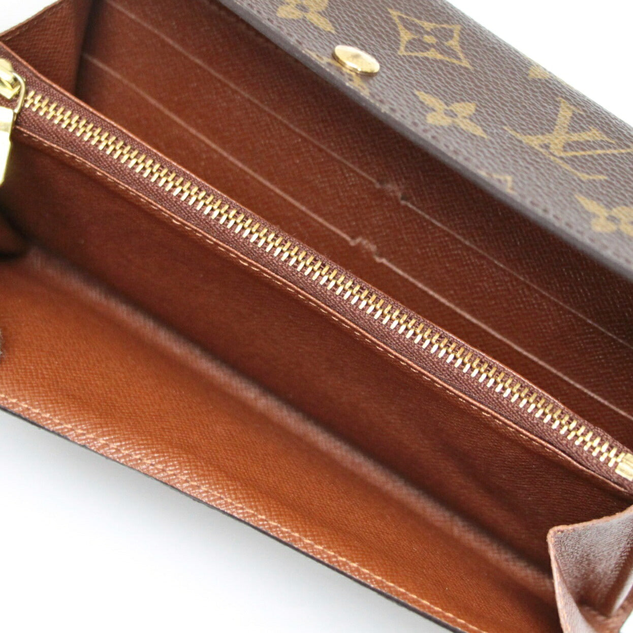 LOUIS VUITTON Monogram Zipper Wallet Brown Bag Size ONE SIZE