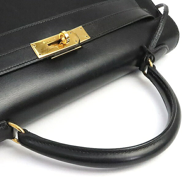 HERMES Kelly 32 Black Box Calf 2-Way Bag Size ONE SIZE