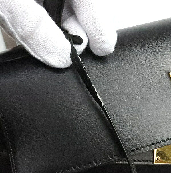 HERMES Kelly 32 Black Box Calf 2-Way Bag Size ONE SIZE
