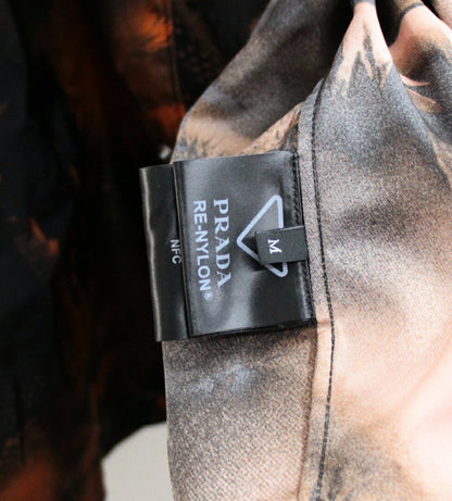 PRADA 22SS Triangle Logo Nylon Open Shirt Black Size M