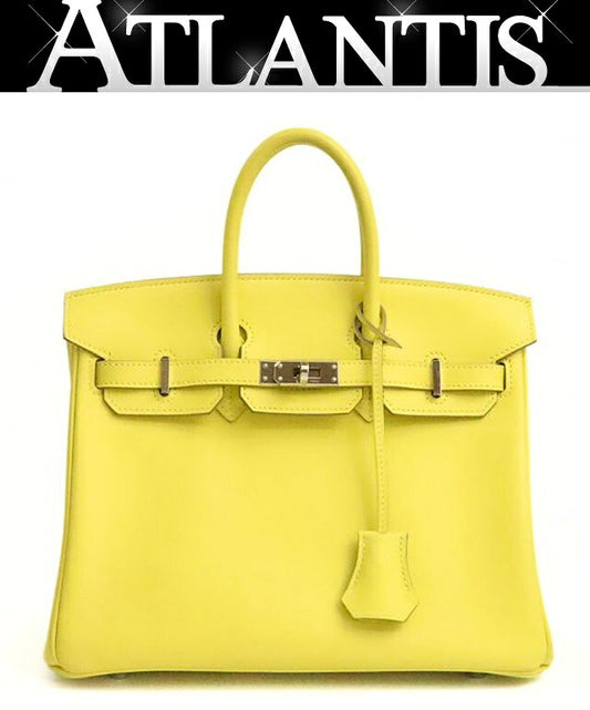 HERMES Birkin 25 Swift Leather Lime Handbag Size ONE SIZE