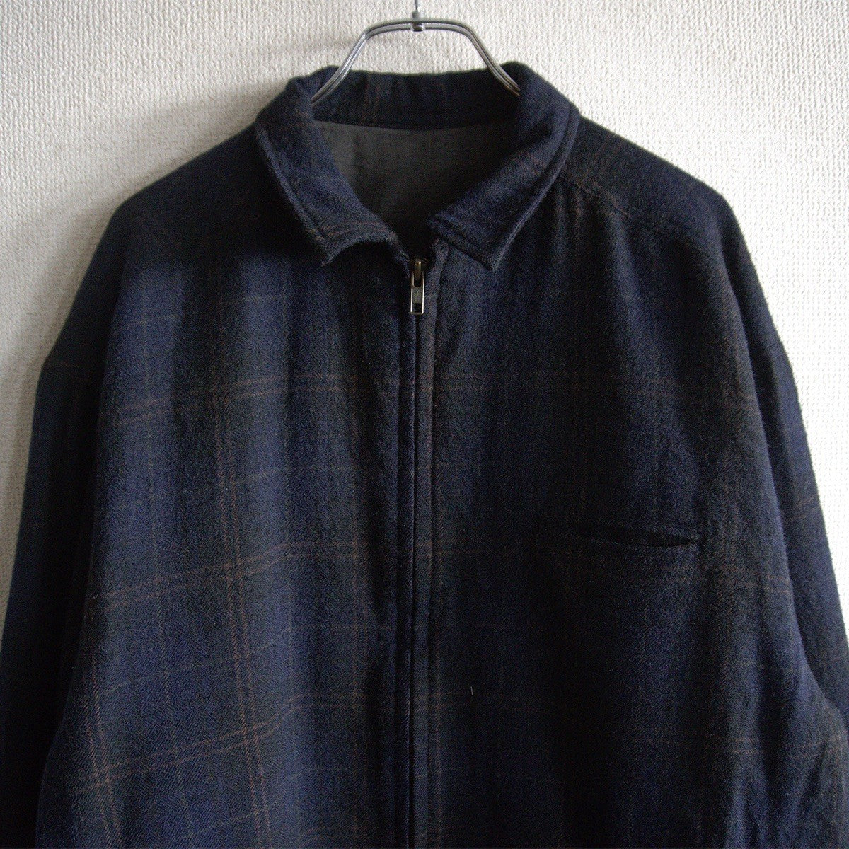 Y's for Men Wool Plaid Zip Jacket Size XL
