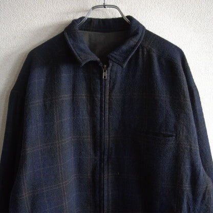 Y's for Men Wool Plaid Zip Jacket Size XL