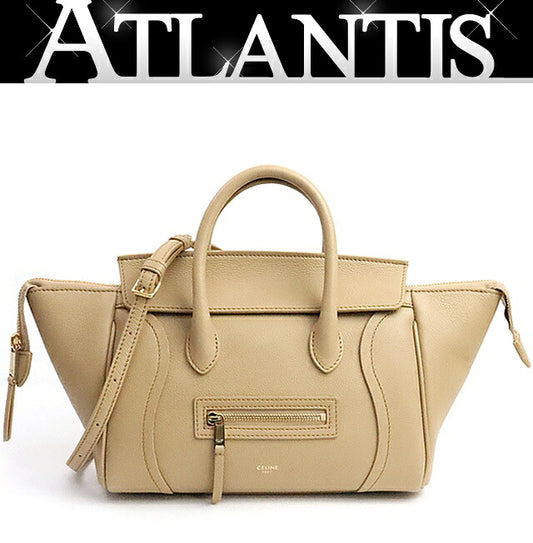 CELINE Small New Luggage Grained Bag Beige Size ONE SIZE
