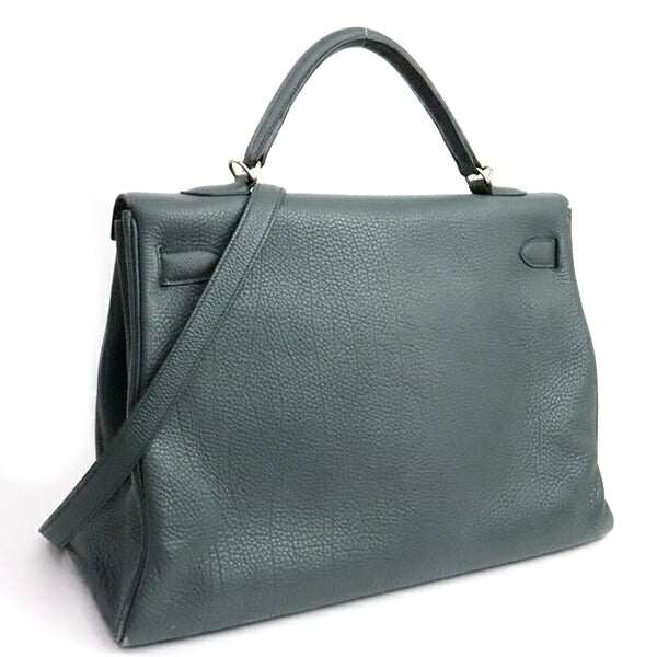 HERMES Kelly 40 Taurillon Clemence Bleu Orage Handbag Size ONE SIZE