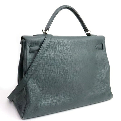 HERMES Kelly 40 Taurillon Clemence Bleu Orage Handbag Size ONE SIZE