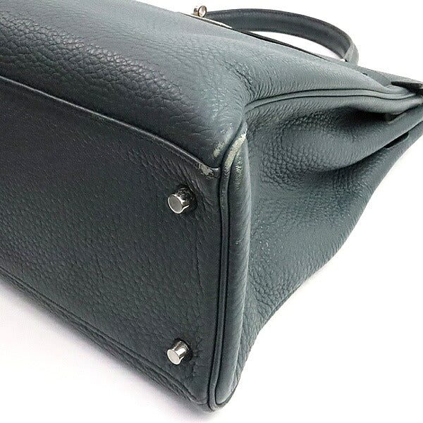 HERMES Kelly 40 Taurillon Clemence Bleu Orage Handbag Size ONE SIZE
