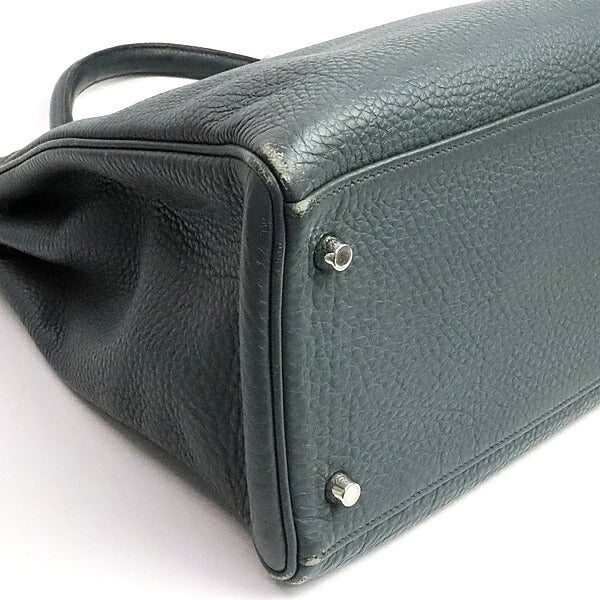 HERMES Kelly 40 Taurillon Clemence Bleu Orage Handbag Size ONE SIZE