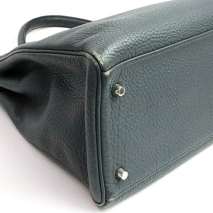HERMES Kelly 40 Taurillon Clemence Bleu Orage Handbag Size ONE SIZE