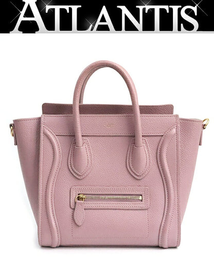CELINE Luggage Nano Shopper Leather Bag Pink Size ONE SIZE