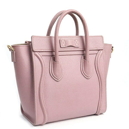 CELINE Luggage Nano Shopper Leather Bag Pink Size ONE SIZE