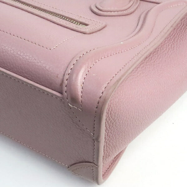 CELINE Luggage Nano Shopper Leather Bag Pink Size ONE SIZE