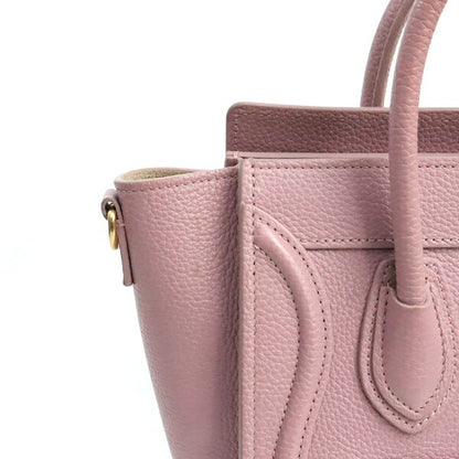 CELINE Luggage Nano Shopper Leather Bag Pink Size ONE SIZE