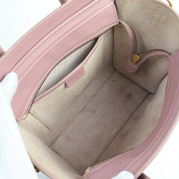 CELINE Luggage Nano Shopper Leather Bag Pink Size ONE SIZE