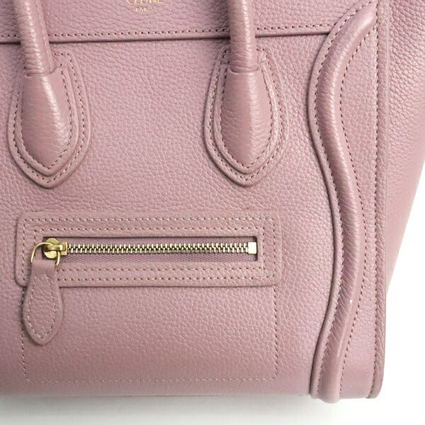 CELINE Luggage Nano Shopper Leather Bag Pink Size ONE SIZE