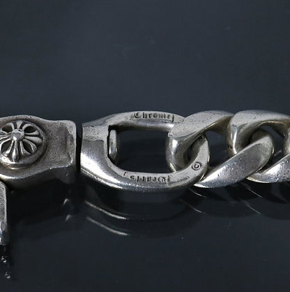 CHROME HEARTS Classic Long Silver Keychain Wallet Size ONE SIZE