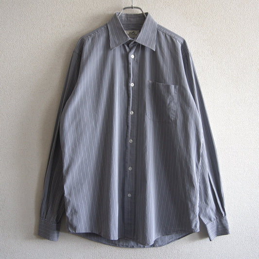 HERMES Sellier Button Cotton Stripe Shirt France Size XXL