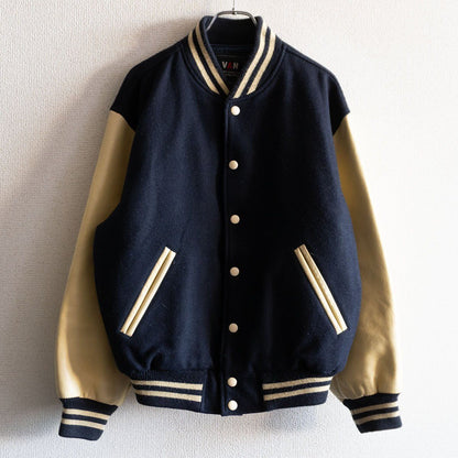 VAN JAC Leather-sleeved varsity jacket Size M