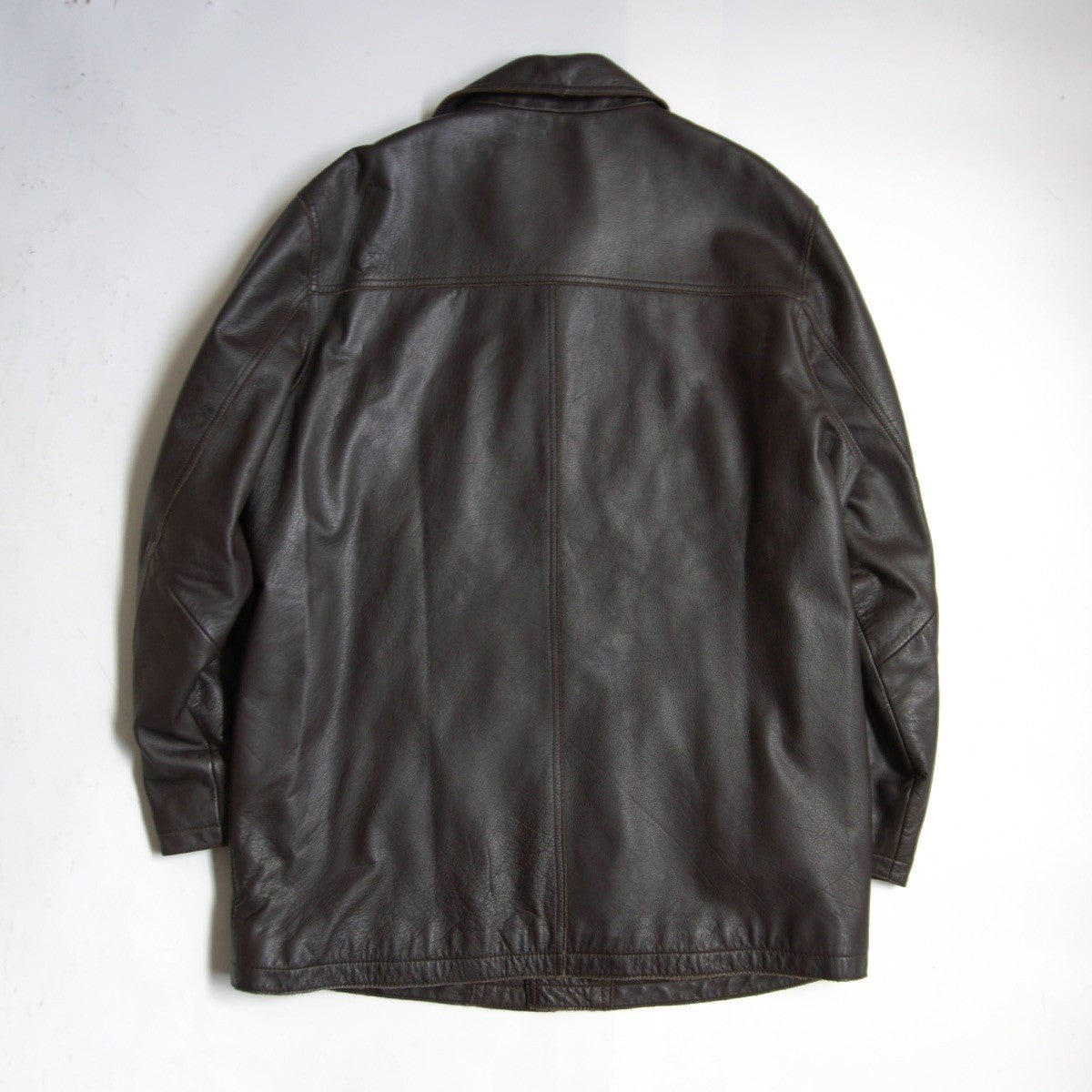 Eddie Bauer Leather Car Coat Brown Size XL