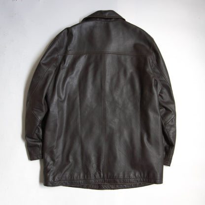Eddie Bauer Leather Car Coat Brown Size XL