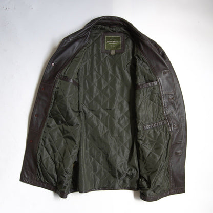 Eddie Bauer Leather Car Coat Brown Size XL
