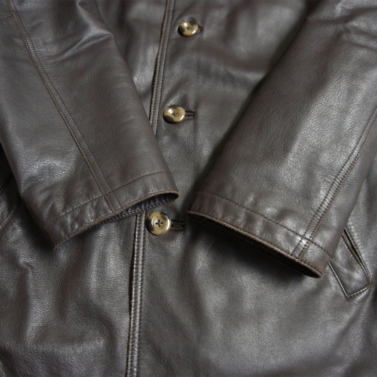 Eddie Bauer Leather Car Coat Brown Size XL