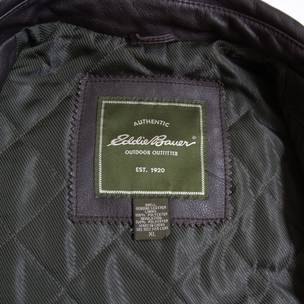 Eddie Bauer Leather Car Coat Brown Size XL