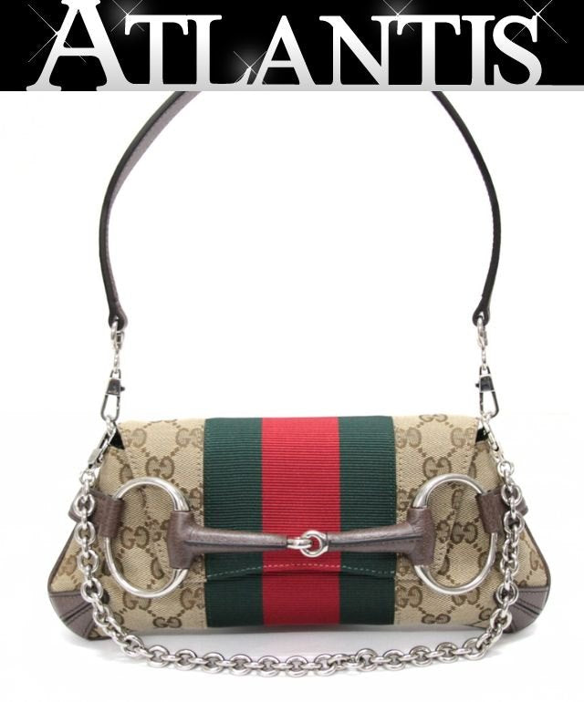 GUCCI Beige GG Canvas Leather Handbag Bag Size ONE SIZE