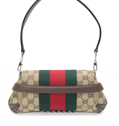 GUCCI Beige GG Canvas Leather Handbag Bag Size ONE SIZE
