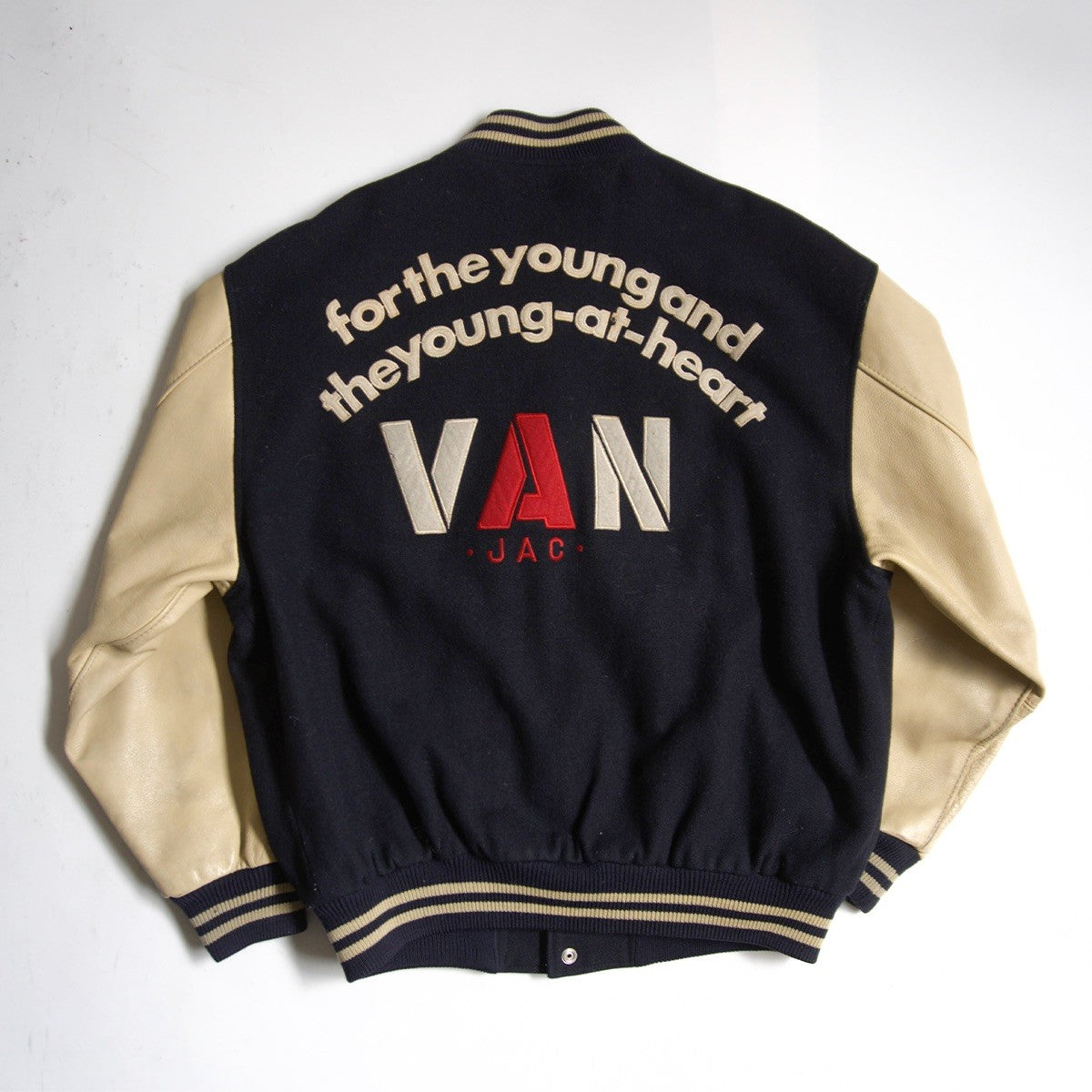 VAN JAC Leather-sleeved varsity jacket Size LL