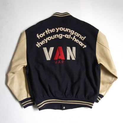 VAN JAC Leather-sleeved varsity jacket Size LL