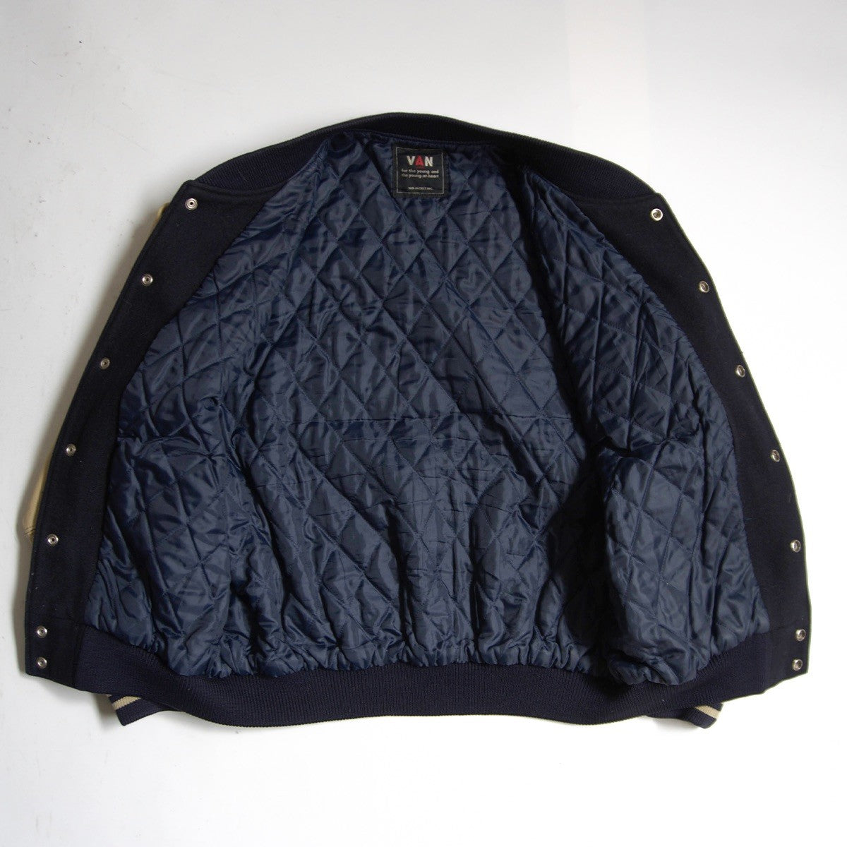 VAN JAC Leather-sleeved varsity jacket Size LL