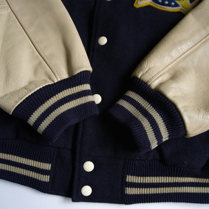 VAN JAC Leather-sleeved varsity jacket Size LL