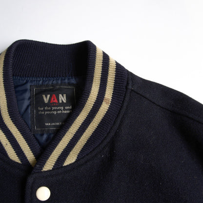 VAN JAC Leather-sleeved varsity jacket Size LL