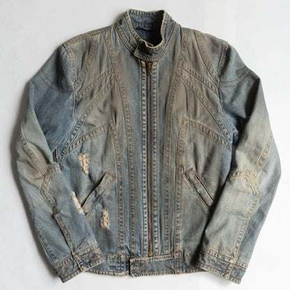 Dolce & Gabbana 50 Distressed Denim Biker Jacket Size 50