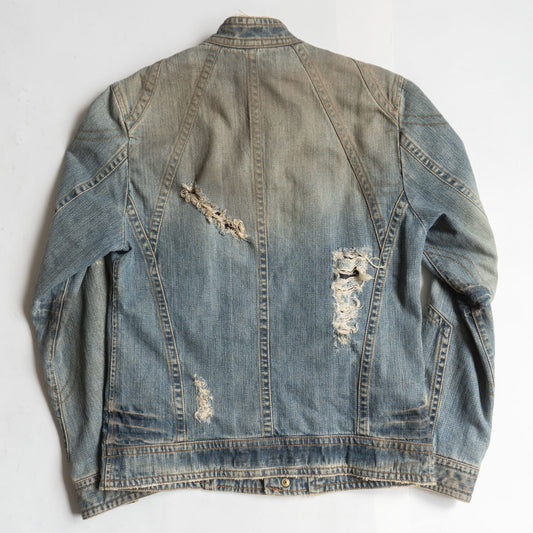 Dolce & Gabbana 50 Distressed Denim Biker Jacket Size 50