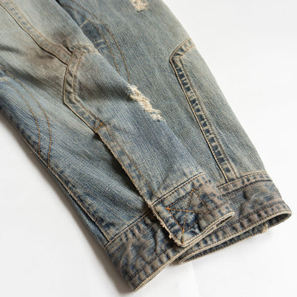 Dolce & Gabbana 50 Distressed Denim Biker Jacket Size 50