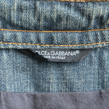Dolce & Gabbana 50 Distressed Denim Biker Jacket Size 50