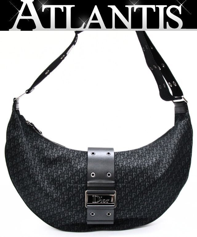 Christian Dior Trotter Canvas Half Bag Black Size ONE SIZE