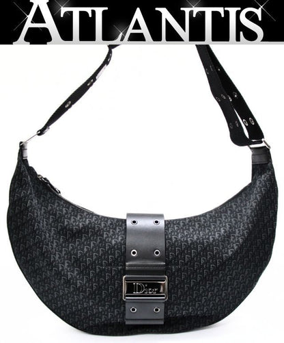 Christian Dior Trotter Canvas Half Bag Black Size ONE SIZE
