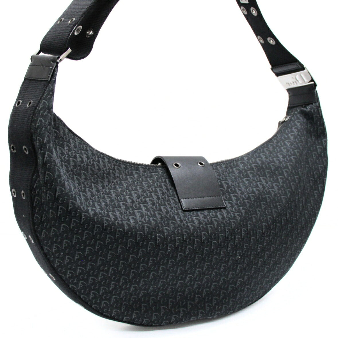Christian Dior Trotter Canvas Half Bag Black Size ONE SIZE