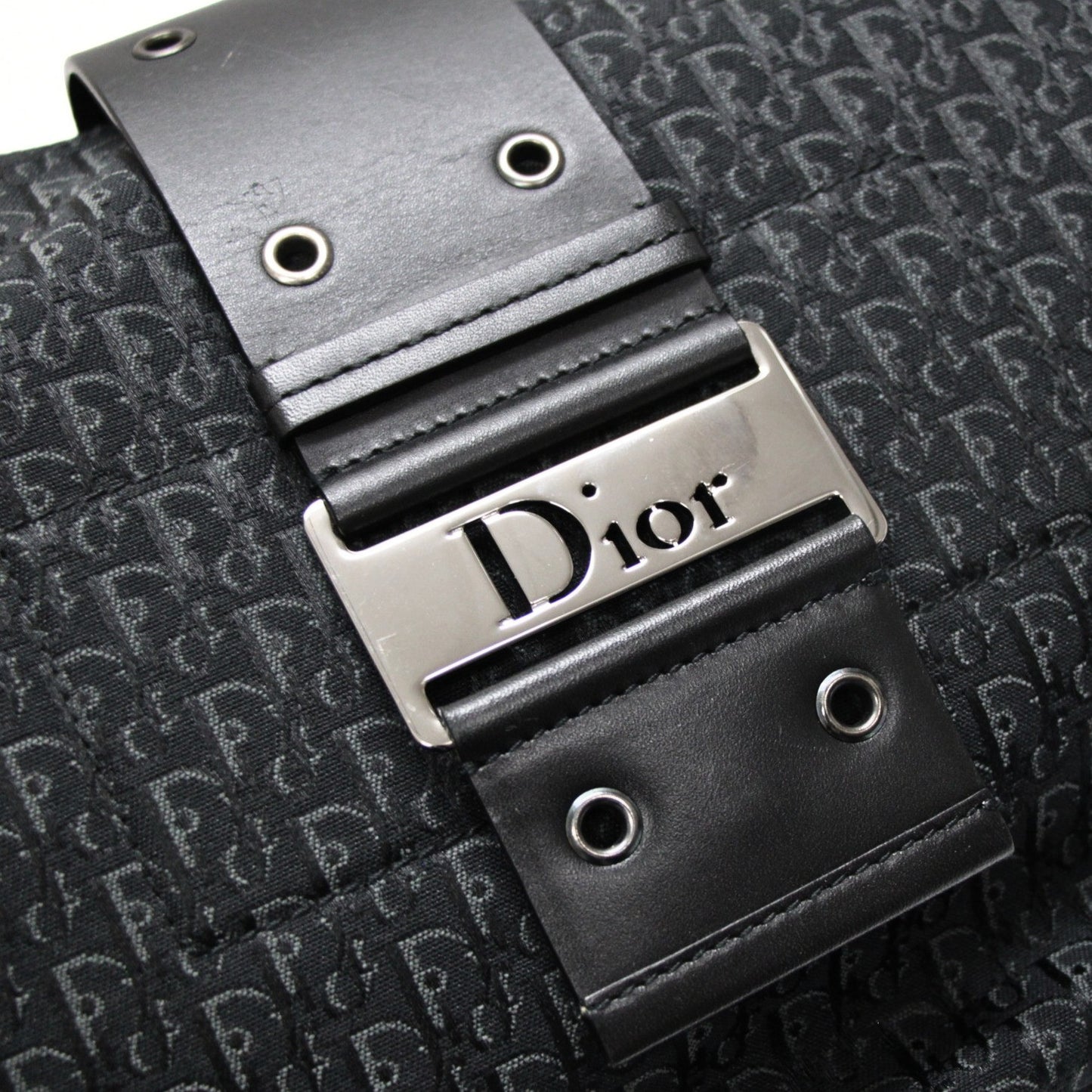 Christian Dior Trotter Canvas Half Bag Black Size ONE SIZE