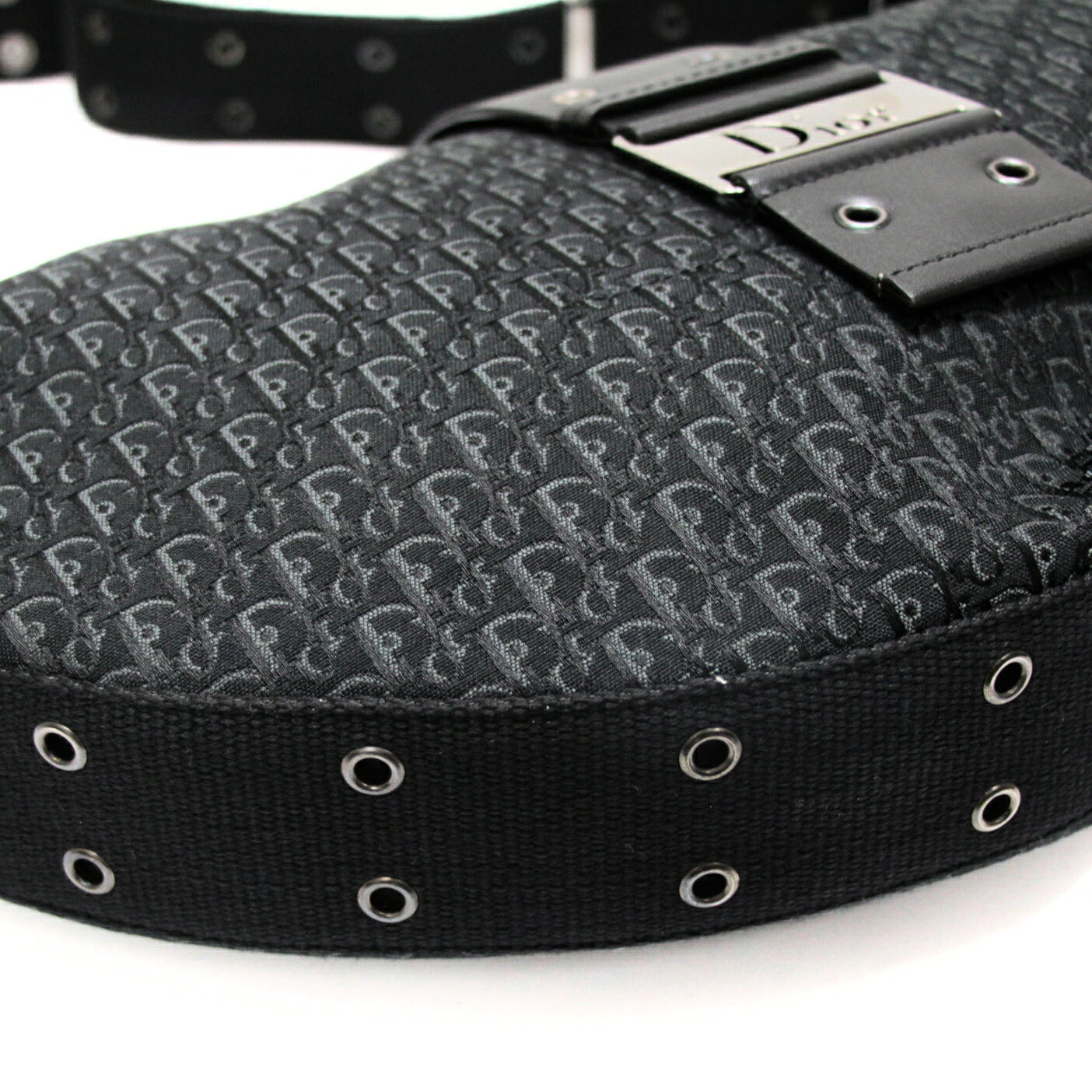 Christian Dior Trotter Canvas Half Bag Black Size ONE SIZE
