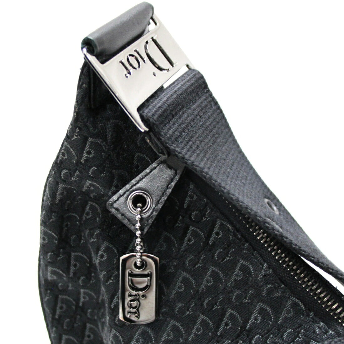 Christian Dior Trotter Canvas Half Bag Black Size ONE SIZE