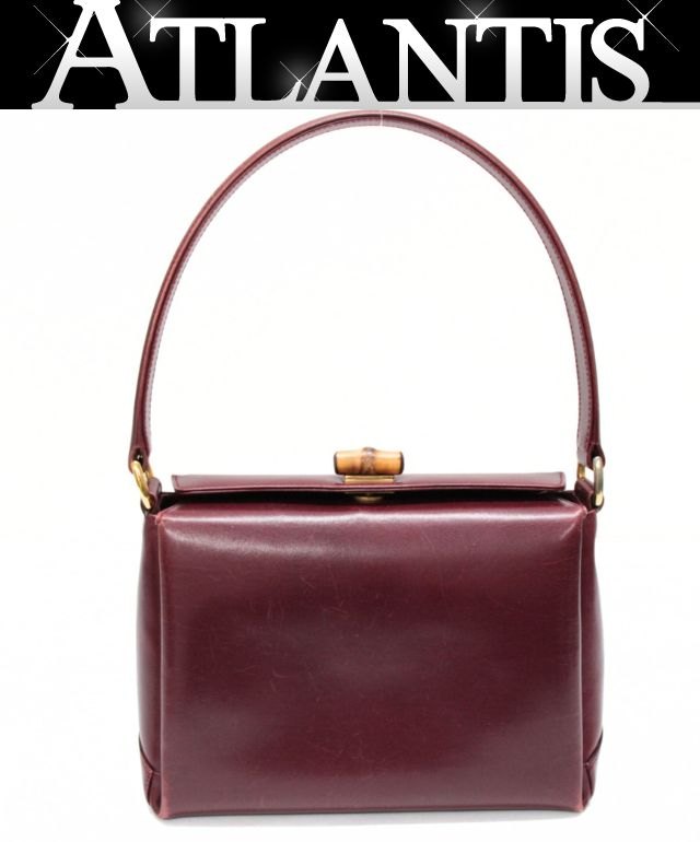 GUCCI Vintage Bamboo Turn-lock Handbag Red Size ONE SIZE