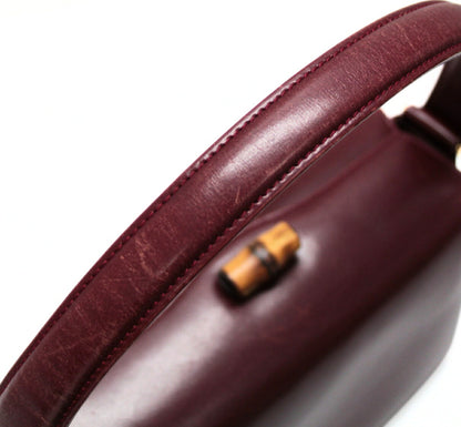 GUCCI Vintage Bamboo Turn-lock Handbag Red Size ONE SIZE